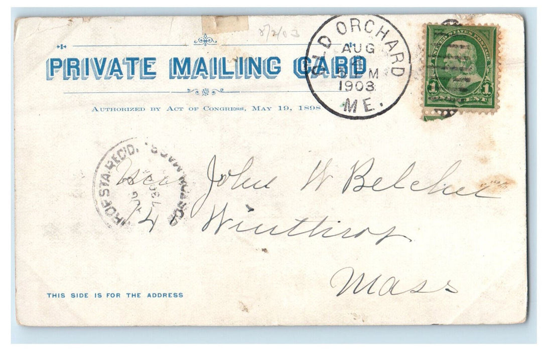 1903 Fiske House, Old Orchard Maine ME Posted Antique PMC Postcard