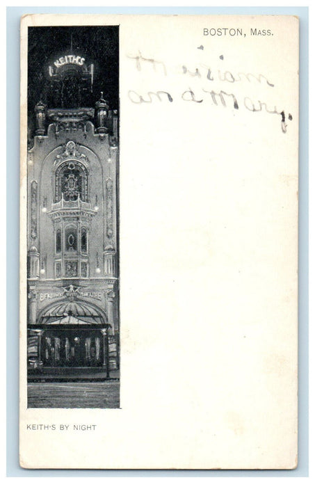 c1900s Keith's By Night Boston Massachusetts MA Posted PMC Postcard