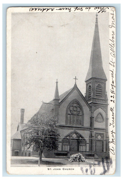 c1900s St. John Church View, Henniker NH PMC Posted Antique Postcard