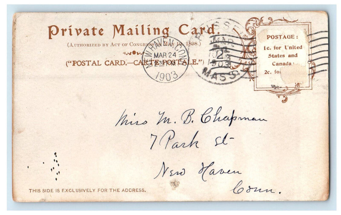 1903 Miles Morgan Statue Springfield Massachusetts MA Russel MA PMC Postcard