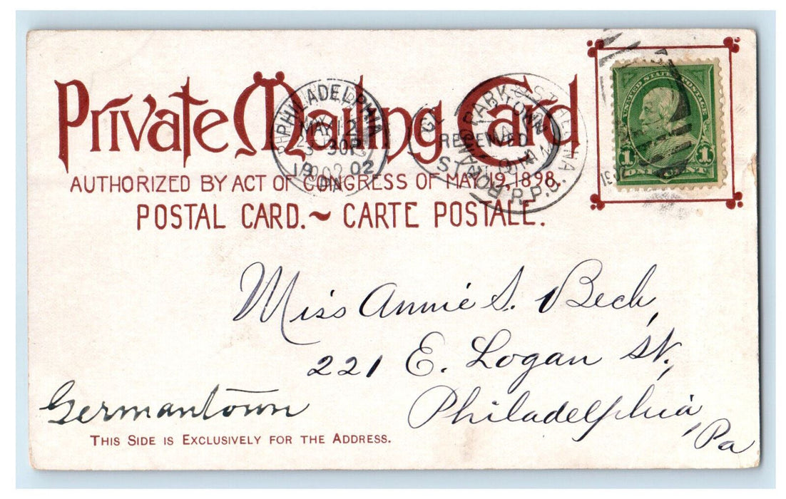 1902 Scene in Druid Hill Park Baltimore Maryland MD PMC Posted RPO Postcard