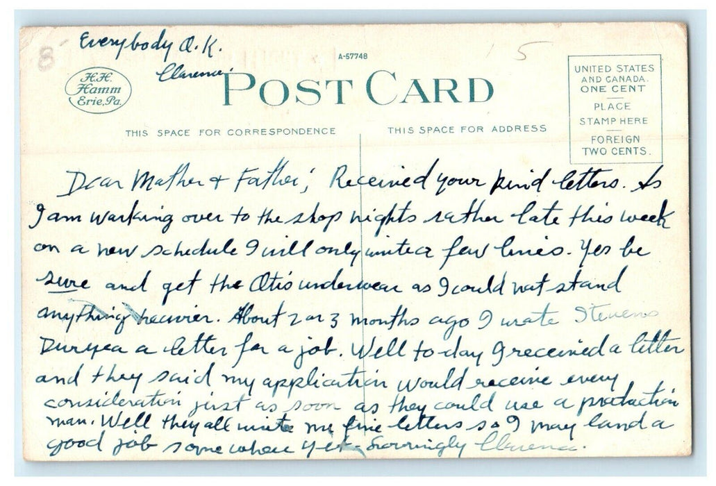 c1910 M.E. Church And High School North East Pennsylvania PA Antique Postcard