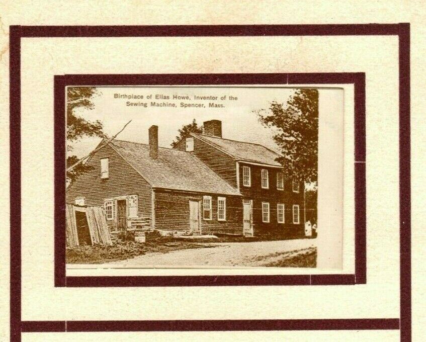 1913 Birthplace Sewing Machine Spencer Massachusetts MA Antique Thick Postcard
