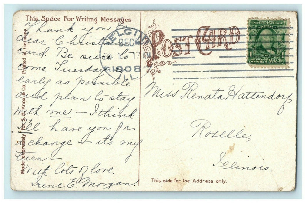 1908 Old People's Home Elgin Illinois Roselle Posted Antique Postcard