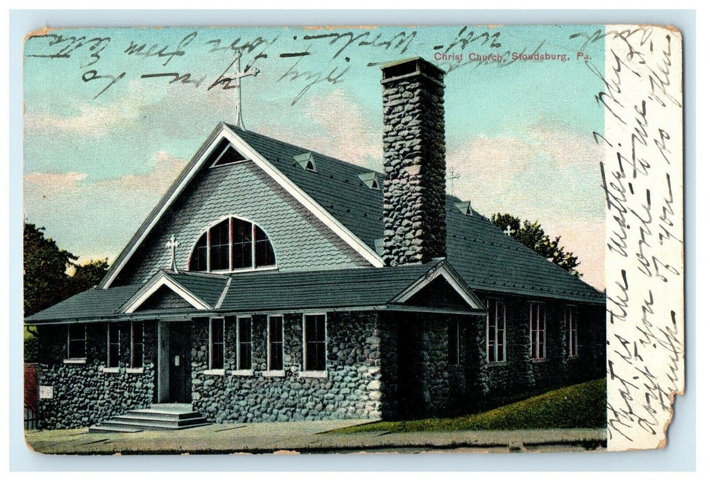 1909 Christ Church Stroudsburg Pennsylvania PA Antique Postcard