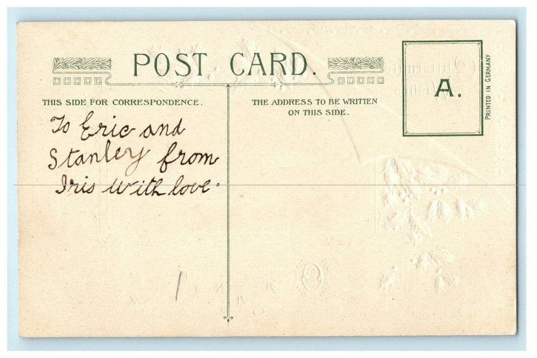 John Winsch Christmas Santa House c1910 Embossed Antique Postcard