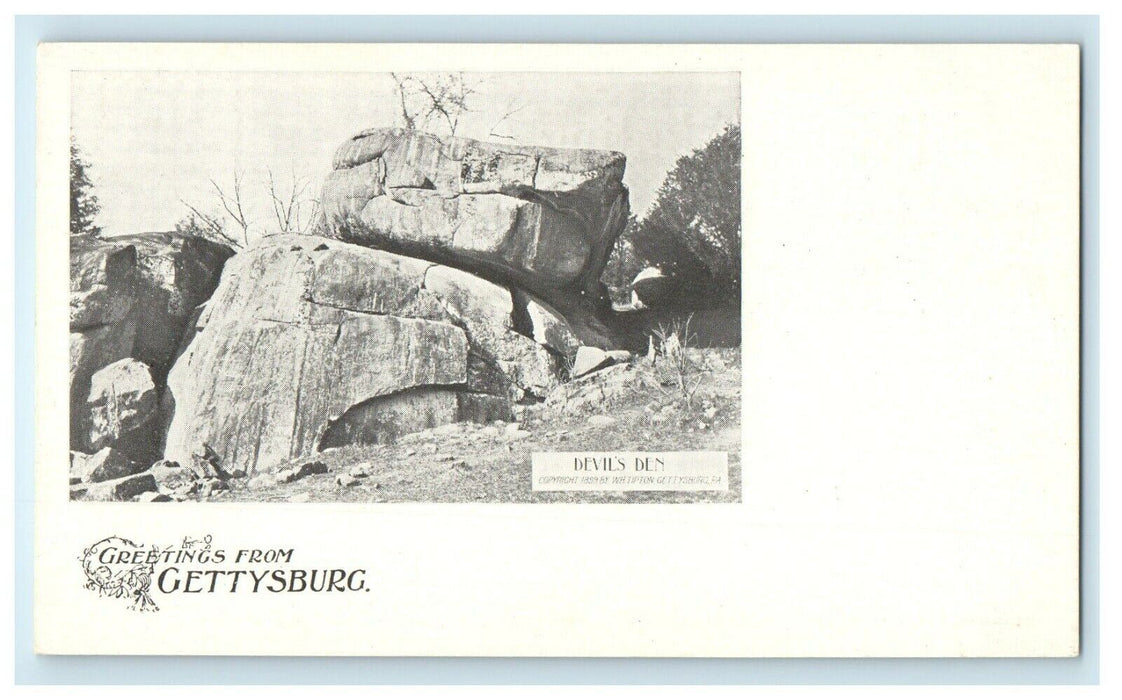c1904 Devil's Den, Greetings from Gettysburg, Pennsylvania PA Antique Postcard