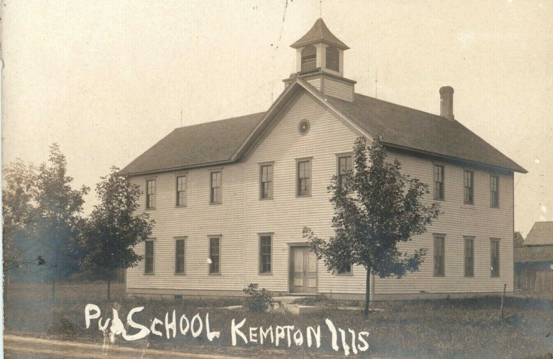 Public School Kempton Illinois c1910 Antique RPPC Photo Postcard