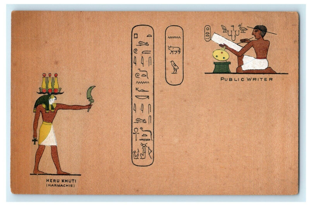 c1910 Heru Khuti Public Writer Egypt Hieroglyphics Antique Postcard