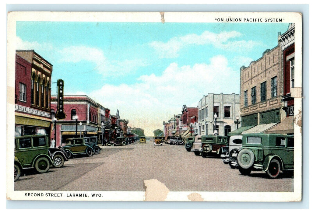 1943 2nd St. Laramie Wyoming Classic Cars R.P.O. Ogden Cancel Vintage Postcard