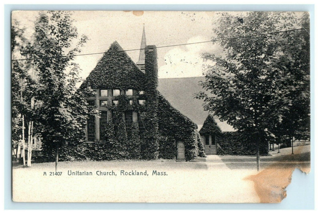 1909 Unitarian Church Rockland Massachusetts MA Antique Postcard
