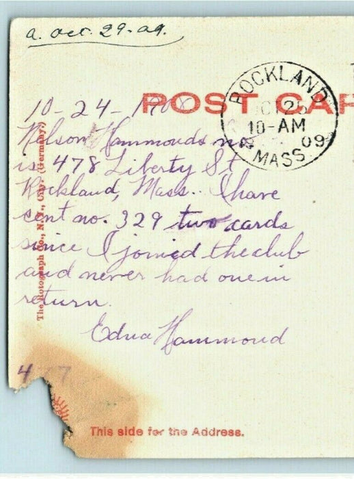 1909 Unitarian Church Rockland Massachusetts MA Antique Postcard