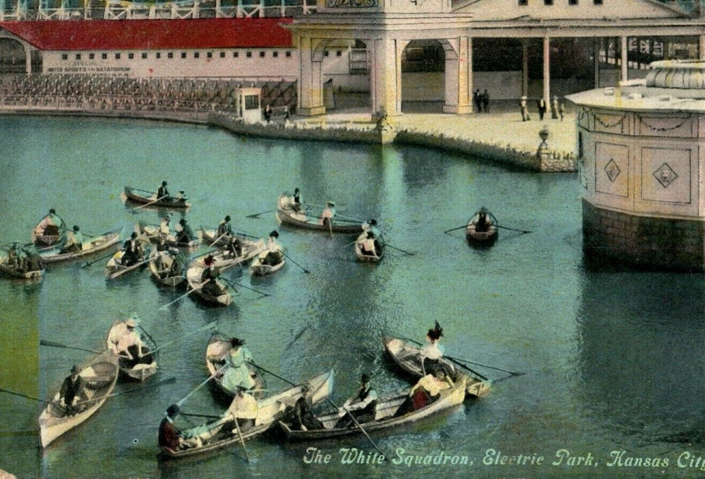 c1915 White Squadron Electric Park Kansas City MO Missouri Antique Postcard