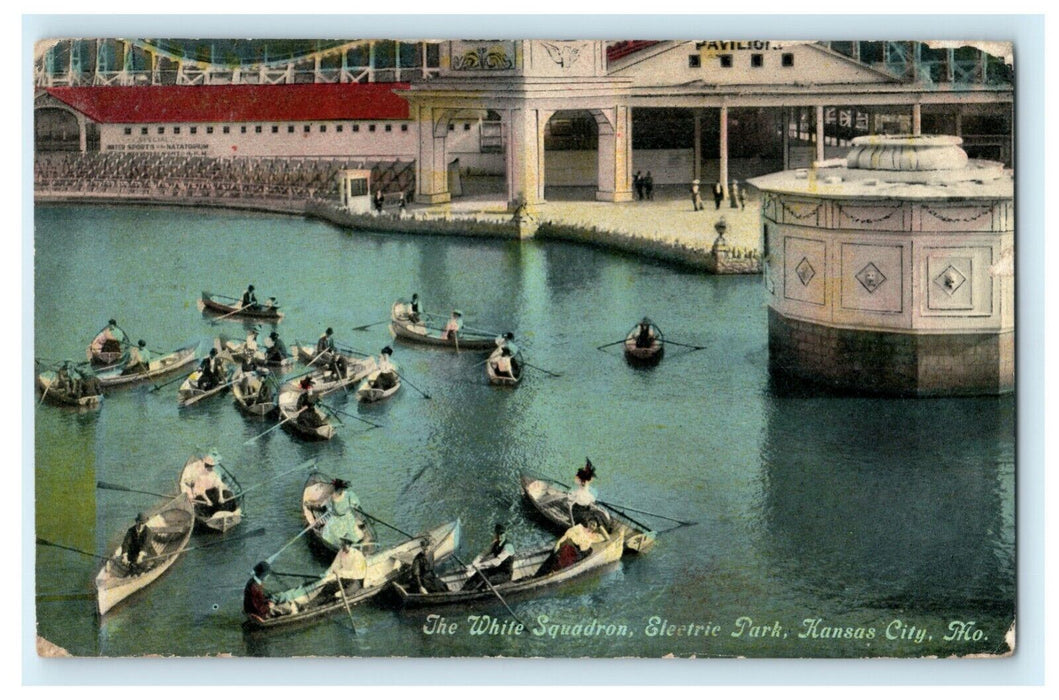 c1915 White Squadron Electric Park Kansas City MO Missouri Antique Postcard