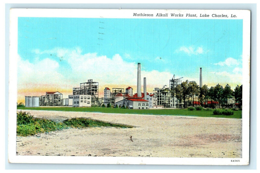 1941 Mathieson Alkali Works Plant Lake Charles Louisiana LA Neenah WI Postcard
