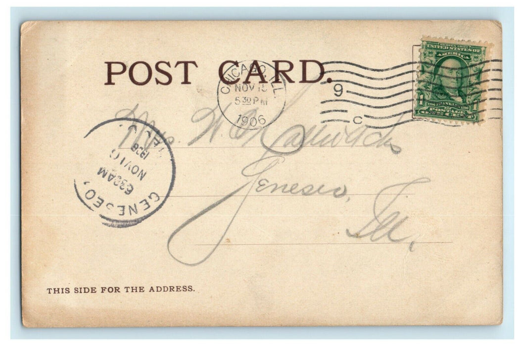 1906 Metropolitan "L" Train Jack-Knife Bridge Chicago River Illinois IL Postcard