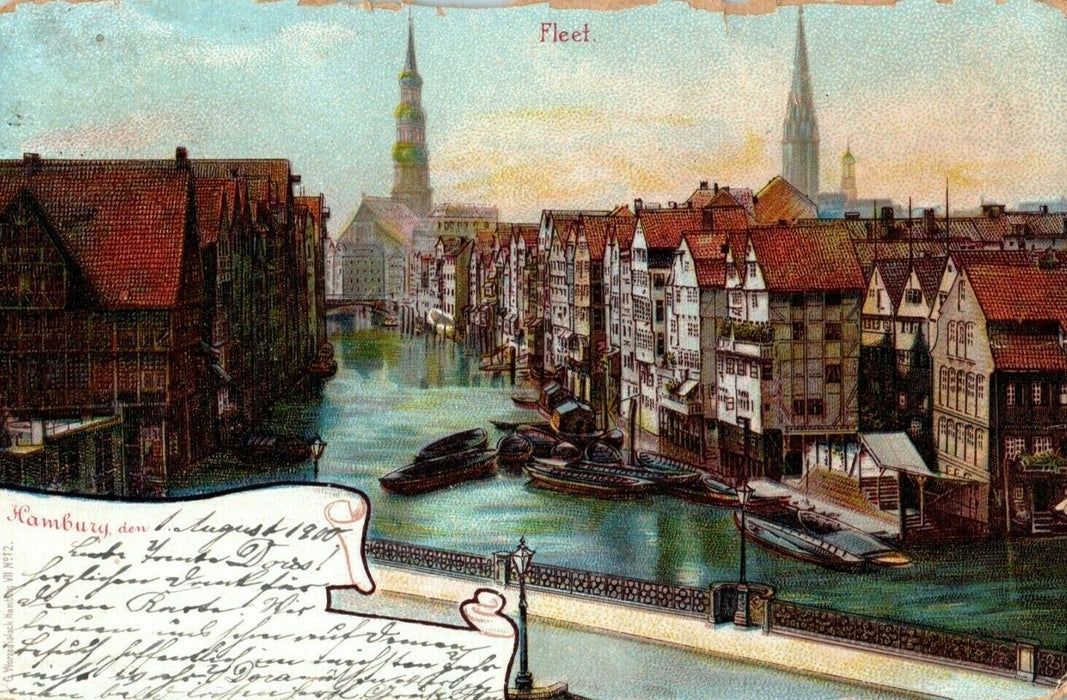 1900 Fleet of Boats Hamburg Germany Milwaukee Wisconsin WI Antique Postcard