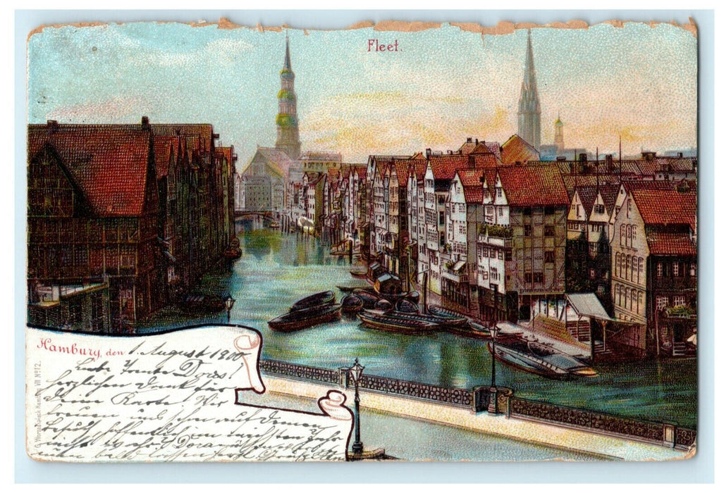 1900 Fleet of Boats Hamburg Germany Milwaukee Wisconsin WI Antique Postcard