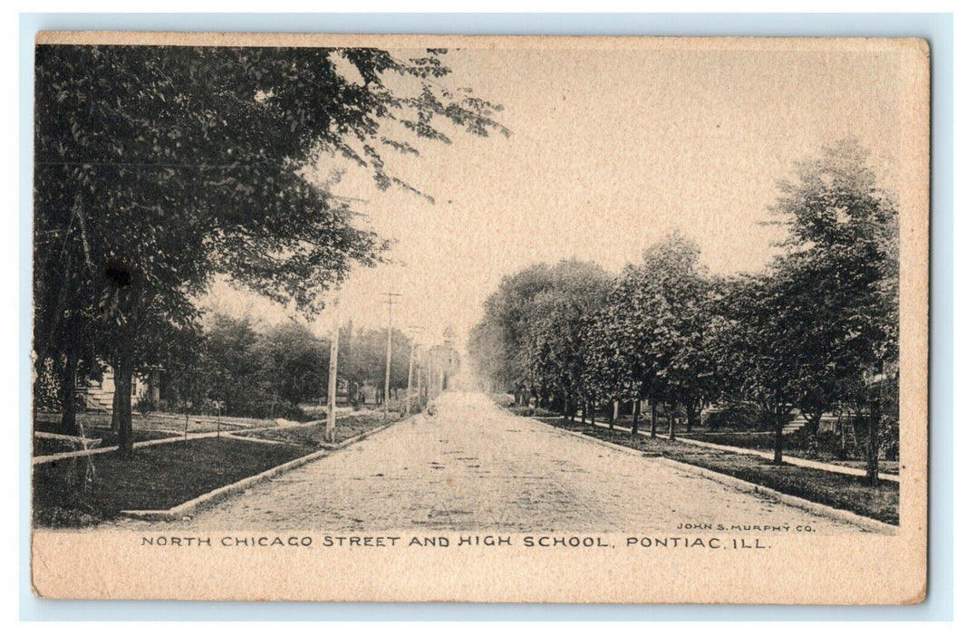 c1910 North Chicago St. High School Pontiac Illinois IL Antique Postcard