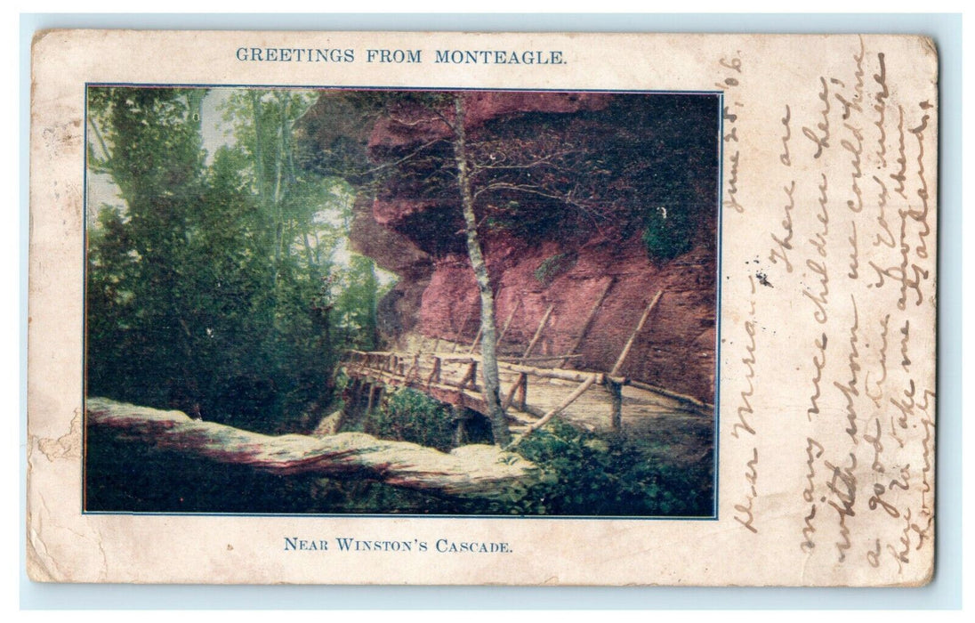 1906 Greetings From Monteagle Winston's Cascade Tennessee TN Antique Postcard