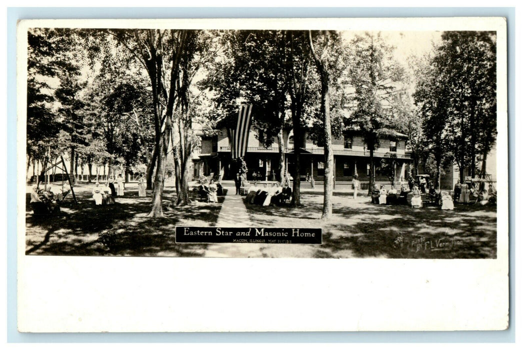Eastern Star Masonic Home - Macon Illinois 1913 RPPC Photo Postcard