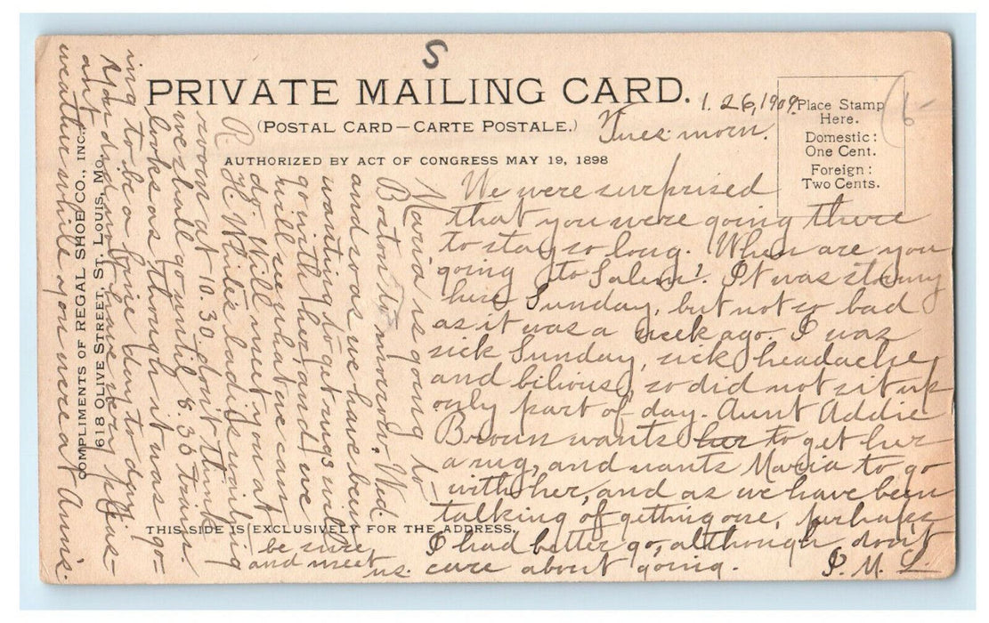 1909 Palace of Machinery, Regal Shoe Co Inc. Boston Massachusetts MA Postcard