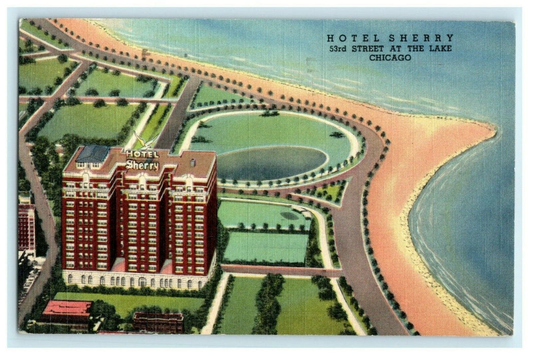 1951 Hotel Sherry Lake Michigan Chicago Illinois Vintage Postcard