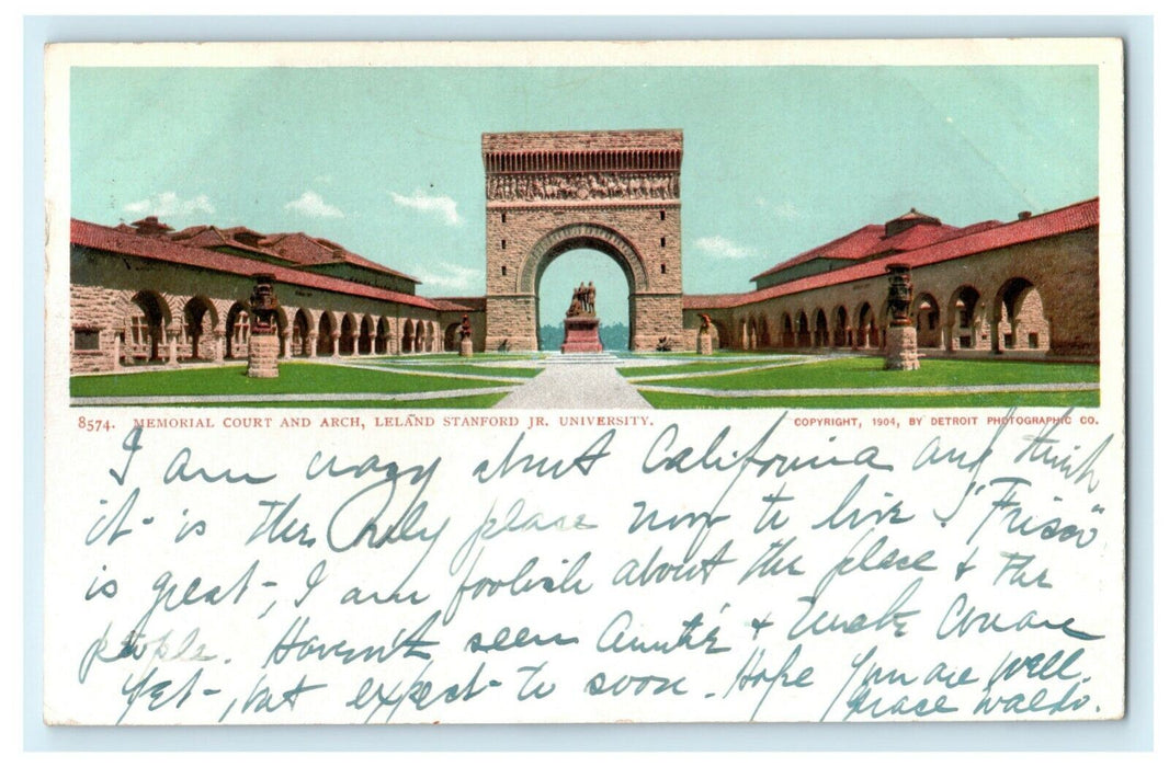 1906 Memorial Court & Arch Leland Standford Jr. University Elmonte CA Postcard