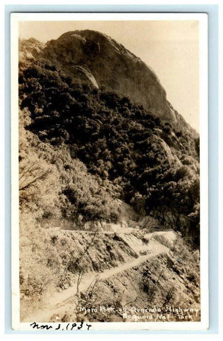 c1930's Moro Rock Generals Highway Sequoia National Park CA RPPC Photo Postcard