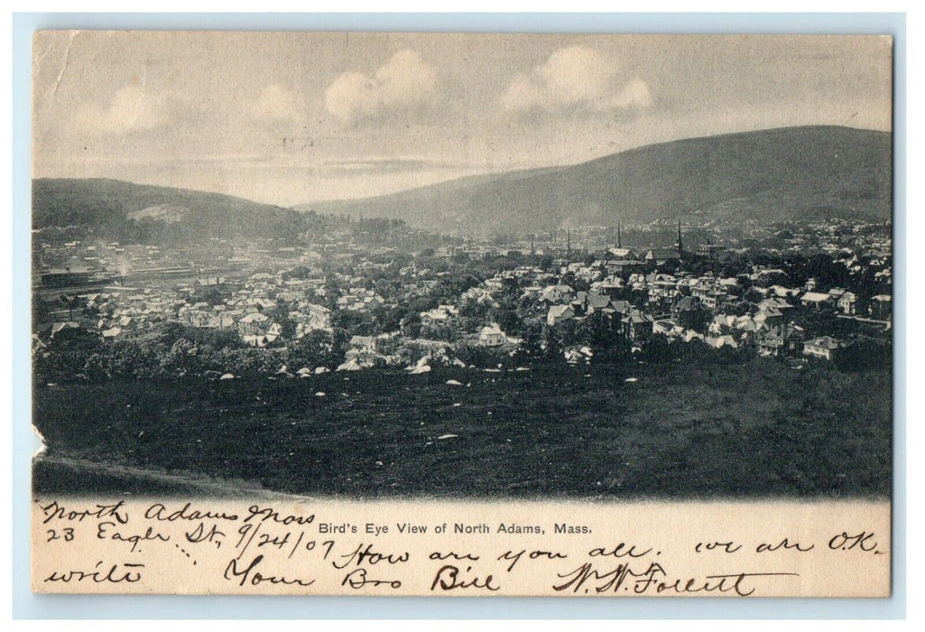 c1907 View of North Adams from Top Massachusetts MA Antique Postcard