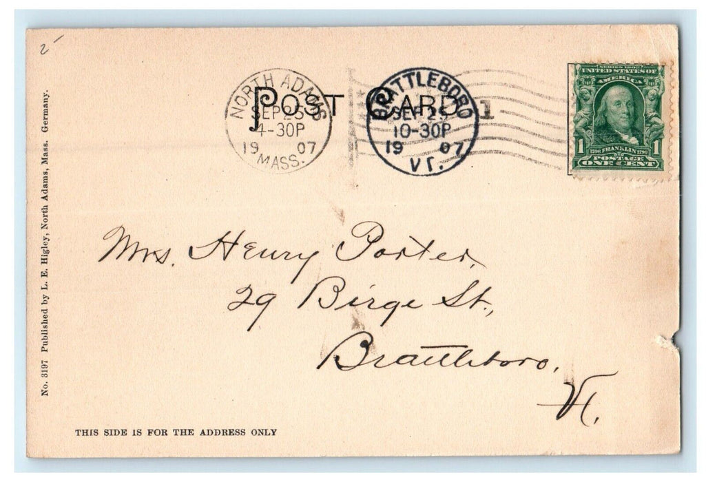 c1907 View of North Adams from Top Massachusetts MA Antique Postcard