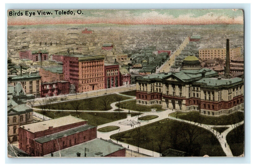 1909 Bird's Eye View Toledo Ohio OH Posted Mansfield Antique Postcard