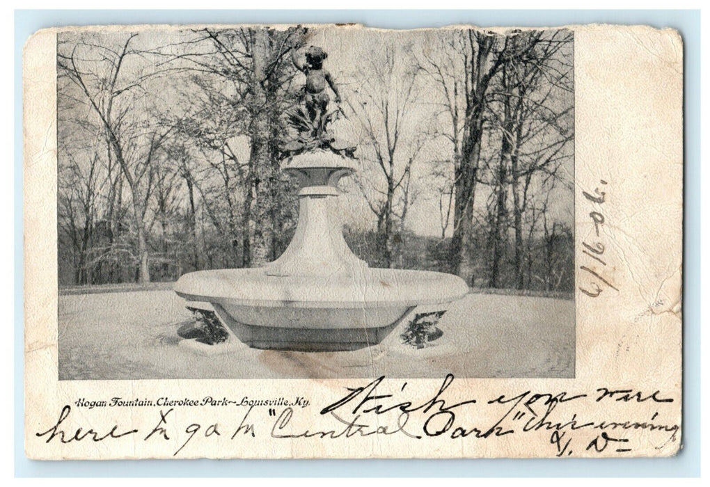 1906 Hogan Fountain Cherokee Park Louisville Kentucky KY Antique Postcard