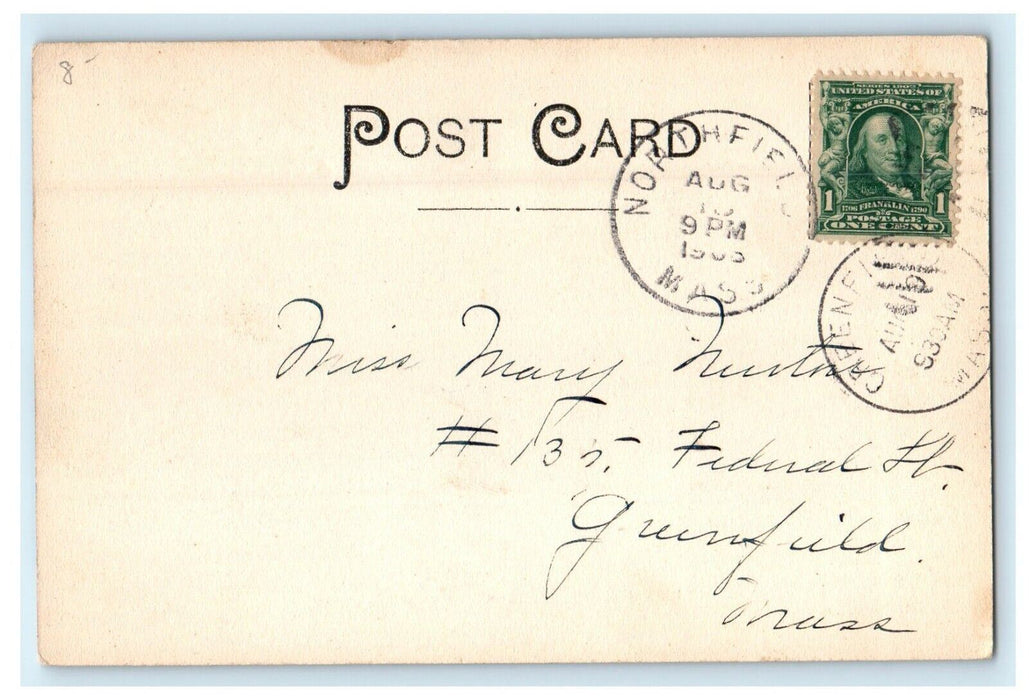c1905 Main Street and Webster Block, Northfield, Massachusetts MA Postcard
