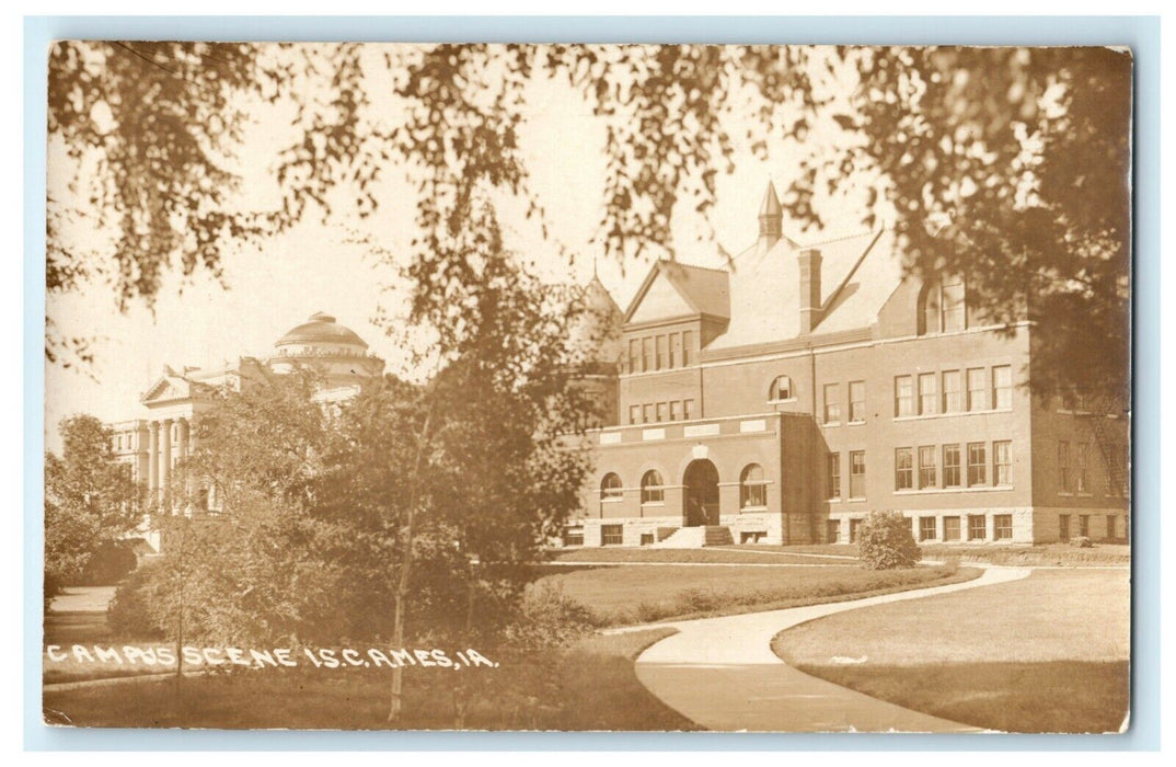 Campus Scene ISC Ames Iowa University c1930's RPPC Photo Postcard