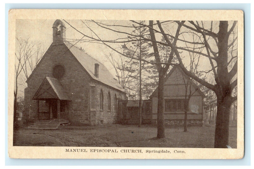 c1915 Manuel Episcopal Church Springdale Connecticut CT Antique Postcard