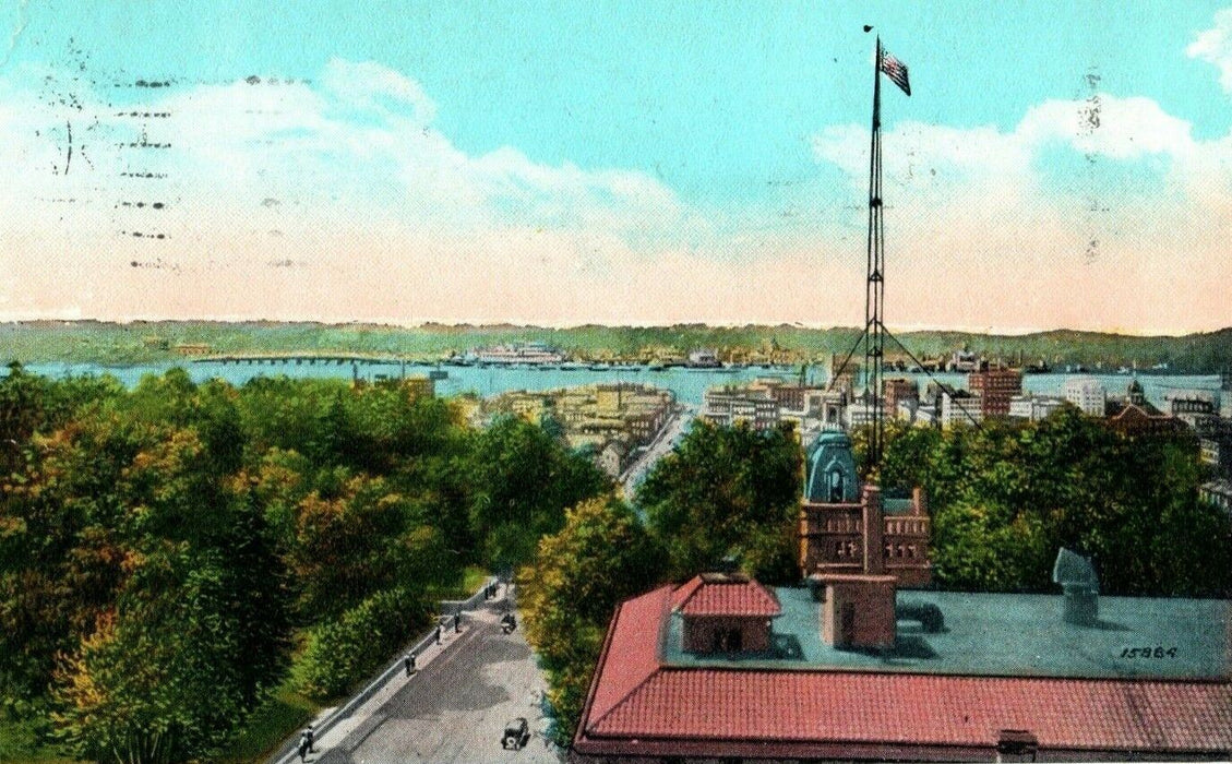 1926 View of Davenport Iowa IA Business Section South From Palmer Postcard