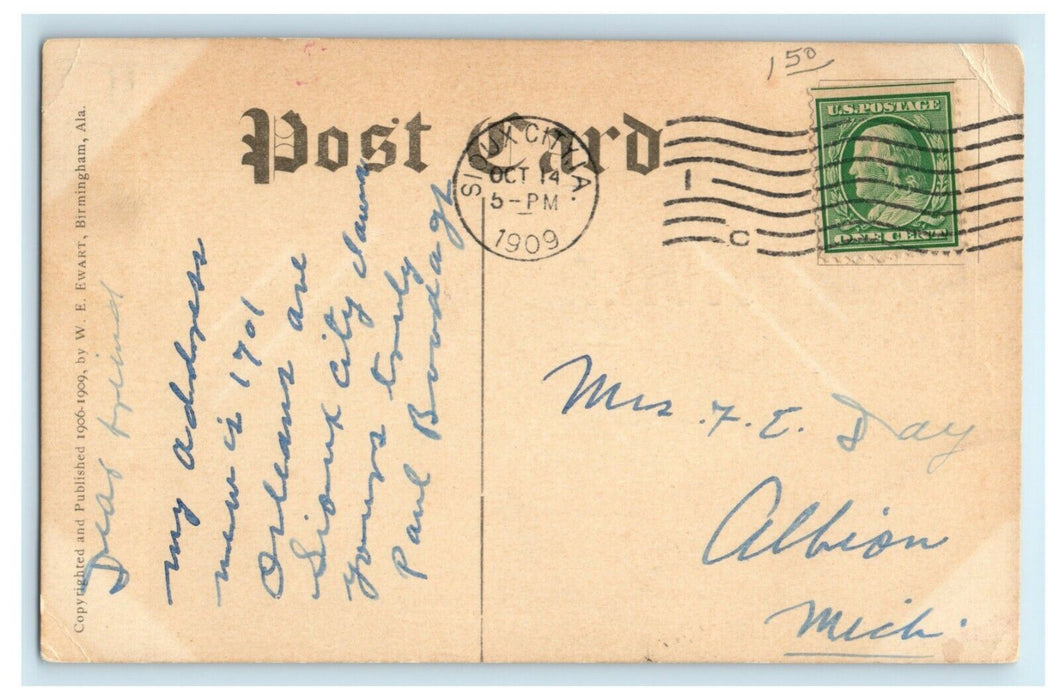 Morningside College Sioux City Iowa Pennant 1909 Albion Michigan Postcard