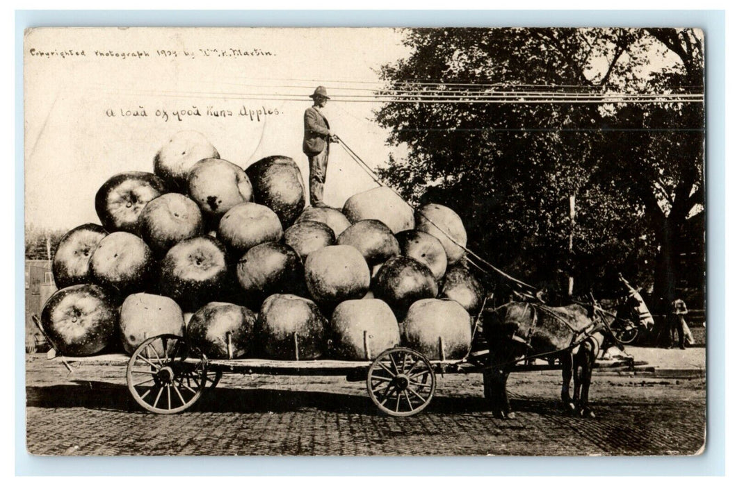 1909 Exaggeration Apple Cart Kansas City Missouri MO Posted Postcard