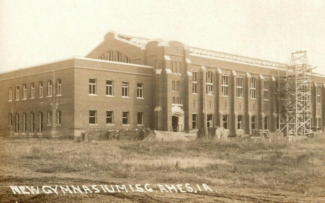 New Gymnasium Construction ISC Ames Iowa University c1930's RPPC Photo Postcard