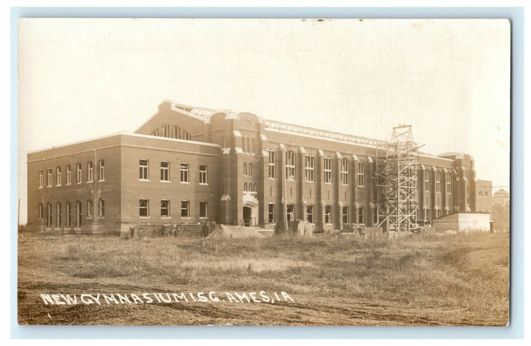 New Gymnasium Construction ISC Ames Iowa University c1930's RPPC Photo Postcard