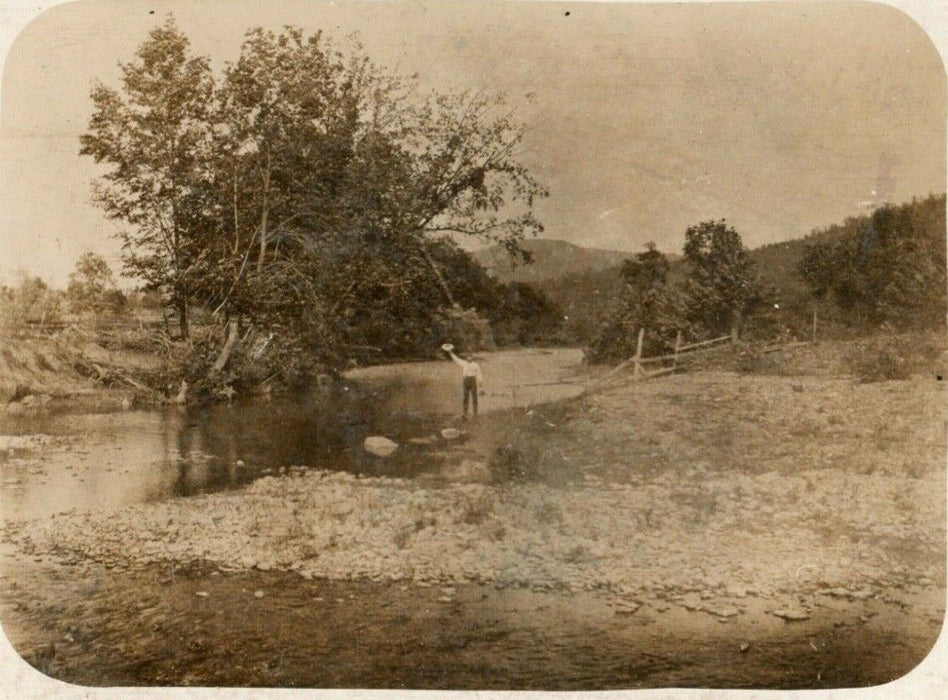 1909 Man Waving Sedan West Virginia RPPC Photo High View Antique Postcard