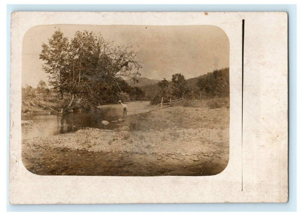 1909 Man Waving Sedan West Virginia RPPC Photo High View Antique Postcard