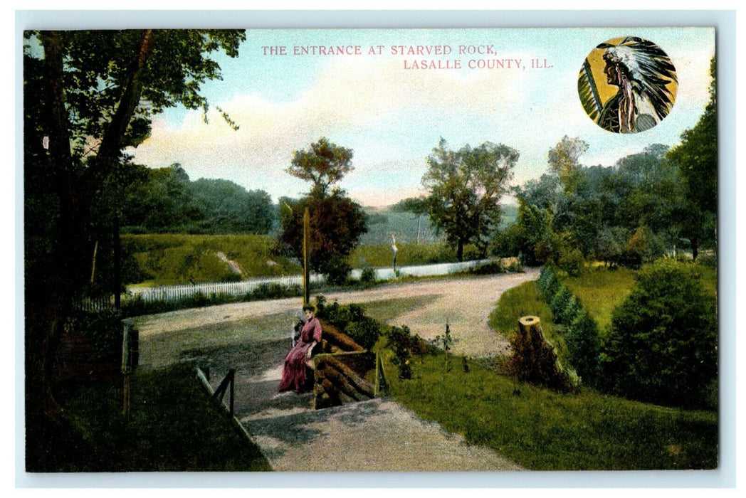 Entrance Starved Rock - LaSaIle Ottawa Illinois c1910 Antique Postcard