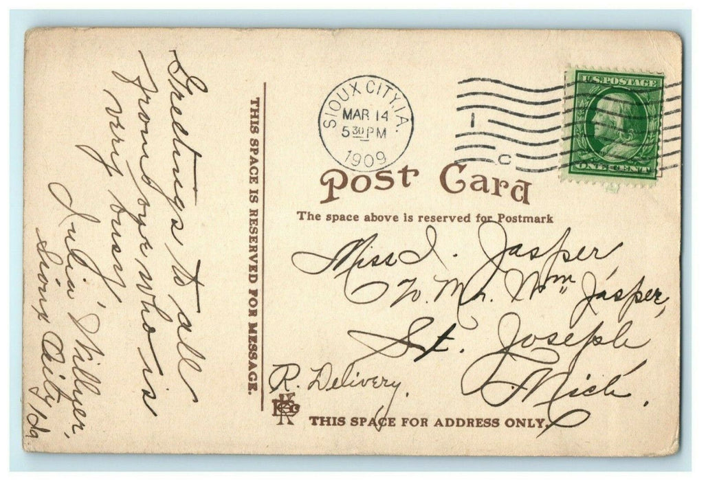 1909 Scene on the Big Sioux Riverside Park City Iowa IA  Antique Postcard