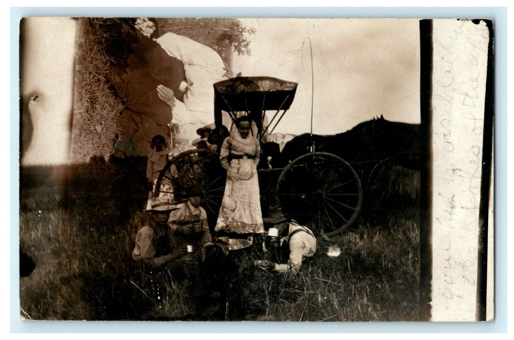 Double / Triple Exposure 1910 Goodwin South Dakota Camping RPPC Photo Postcard