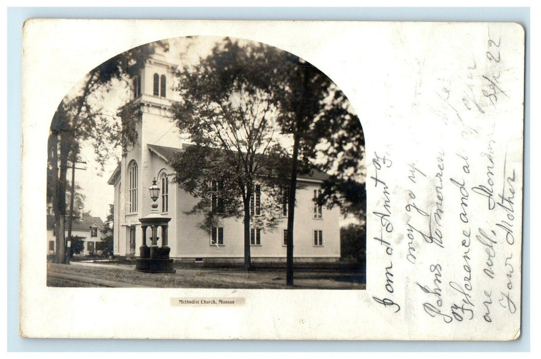 1905 Methodist Church Monson Massachusetts MA RPPC Photo Antique Postcard