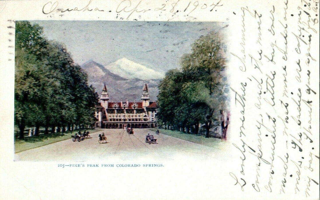1904 Pike's Peak From Colorado Springs CO Antique Postcard