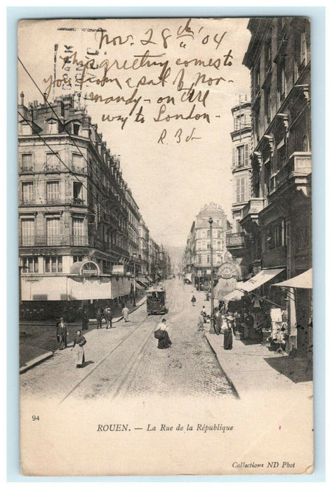 1904 Rouen France Collotype Photo Posted Antique Postcard