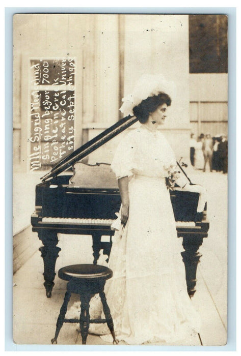 1908 Cal University Singer Concert Steinway Piano RPPC Photo Antique Postcard